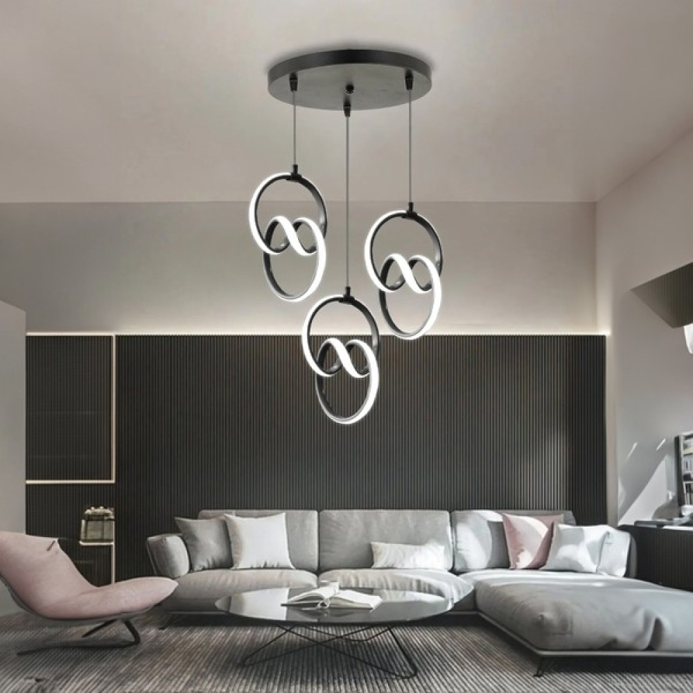 Supply Home 3'lü Siyah Modern Sarkıt LED Avize Beyaz Işık Avize Fiyatı