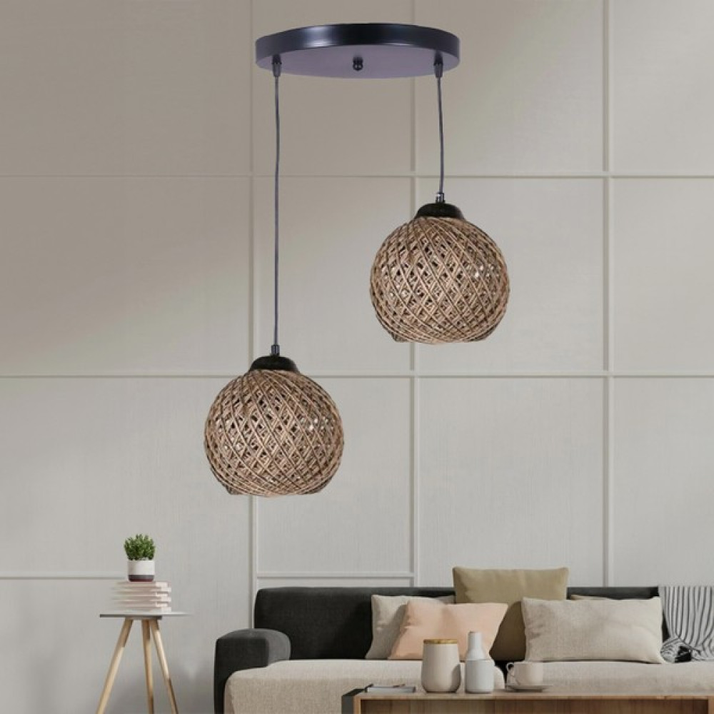 Supply Home Rustik 2'li Top Bej Sarkıt Avize Salon, Mutfak, Antre Avize Fiyatı