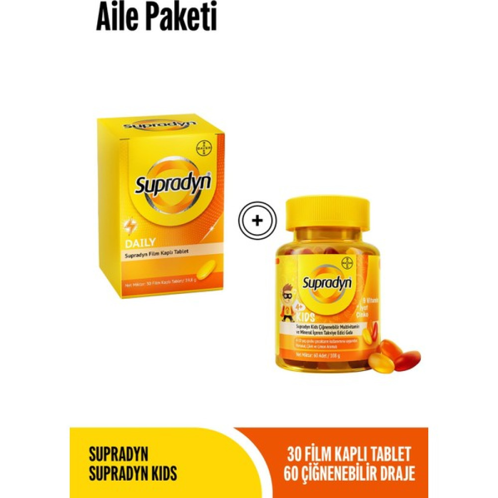 Supradyn 30 Film Kaplı Tablet+ Supradyn Kids Aile Paketi Protein Tozları Fiyatı