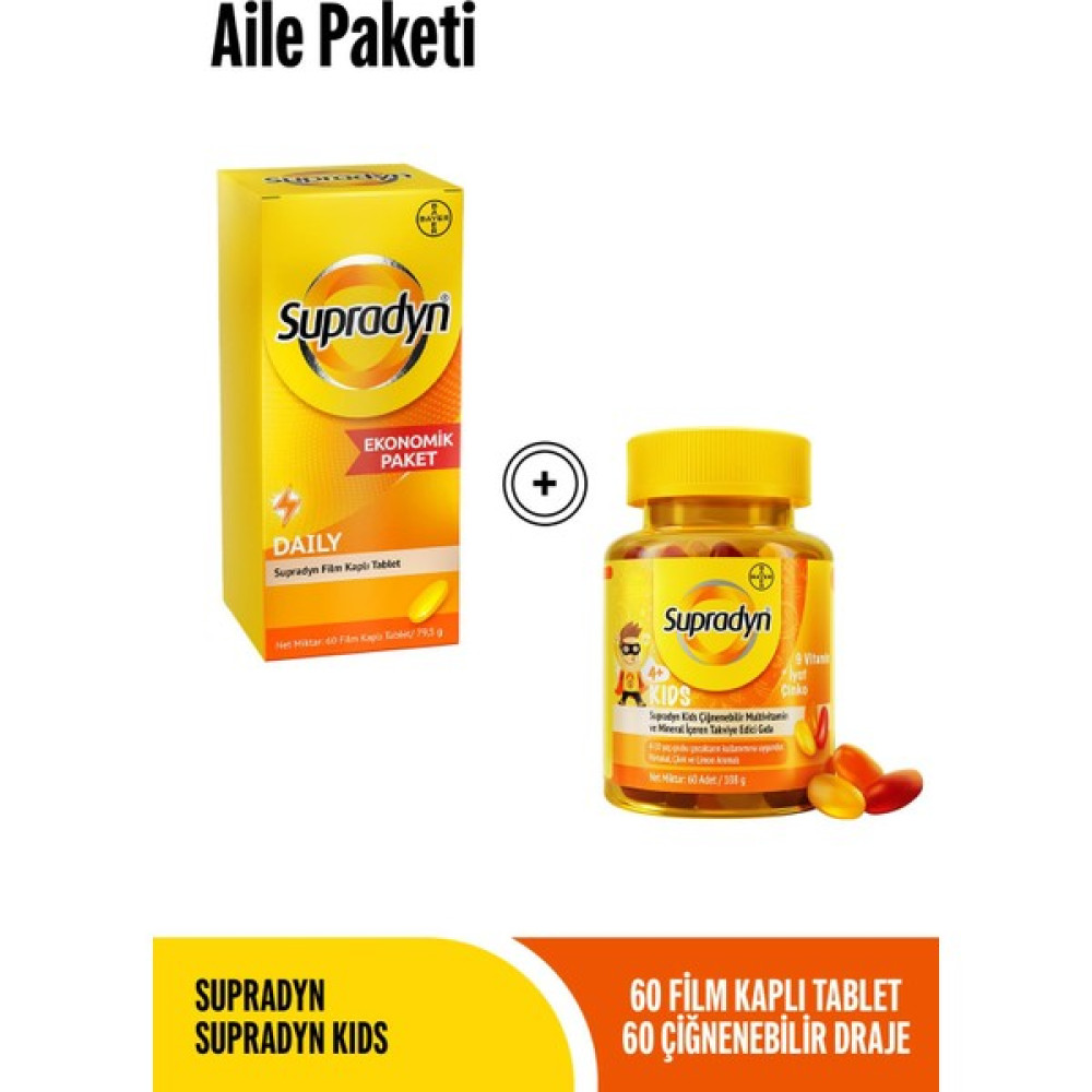 Supradyn 60 Film Kaplı Tablet+ Supradyn Kids Aile Paketi Protein Tozları Fiyatı