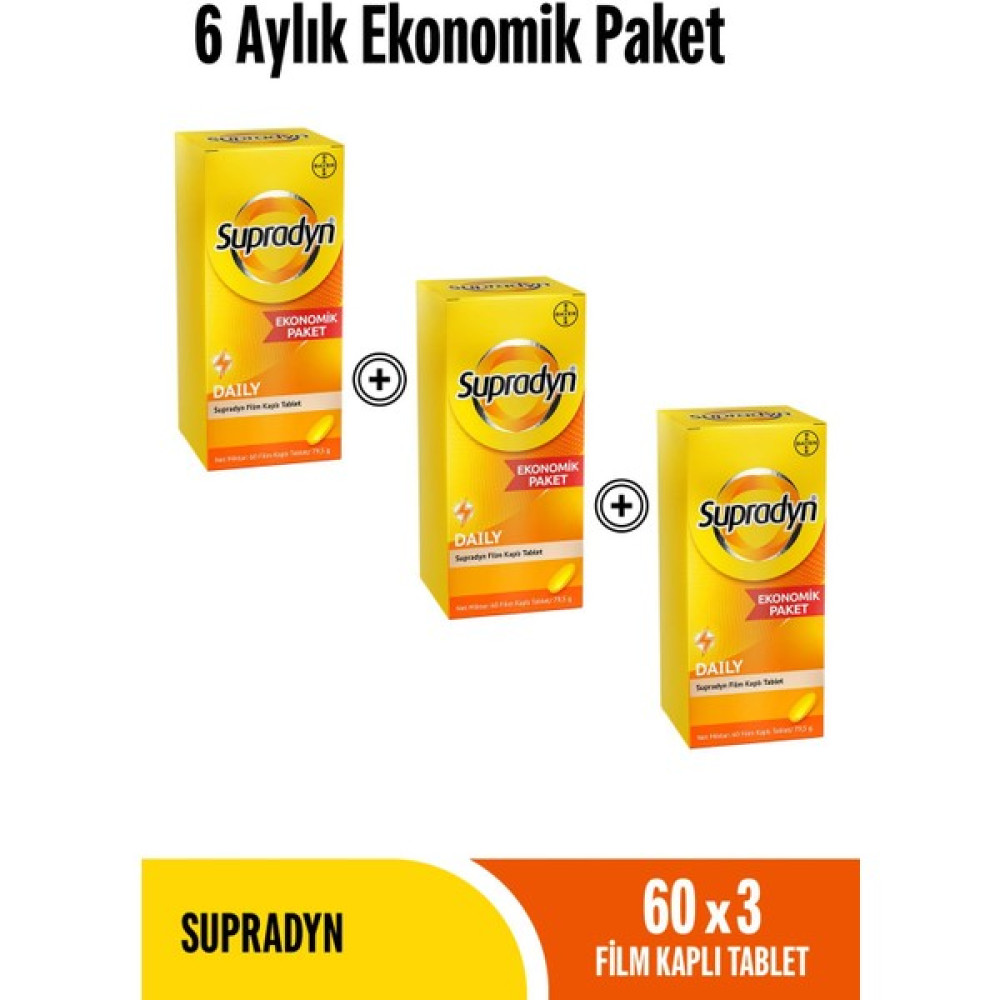Supradyn 60x3 Film Kaplı Tablet 6 Aylık Ekonomik Paket Protein Tozları Fiyatı