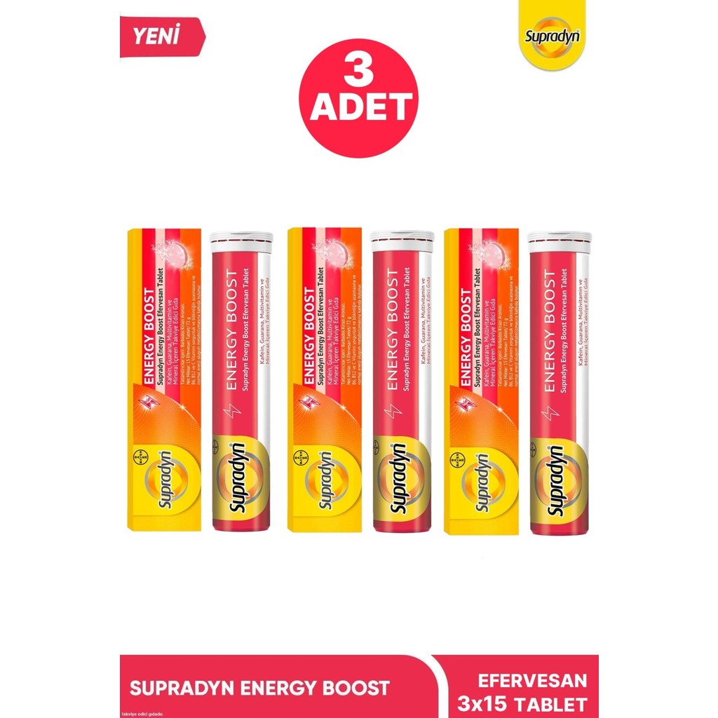 Supradyn Energy Boost Taef 15 Efervesan Tablet 3 Adet - Kiraz Diğer Fiyatı