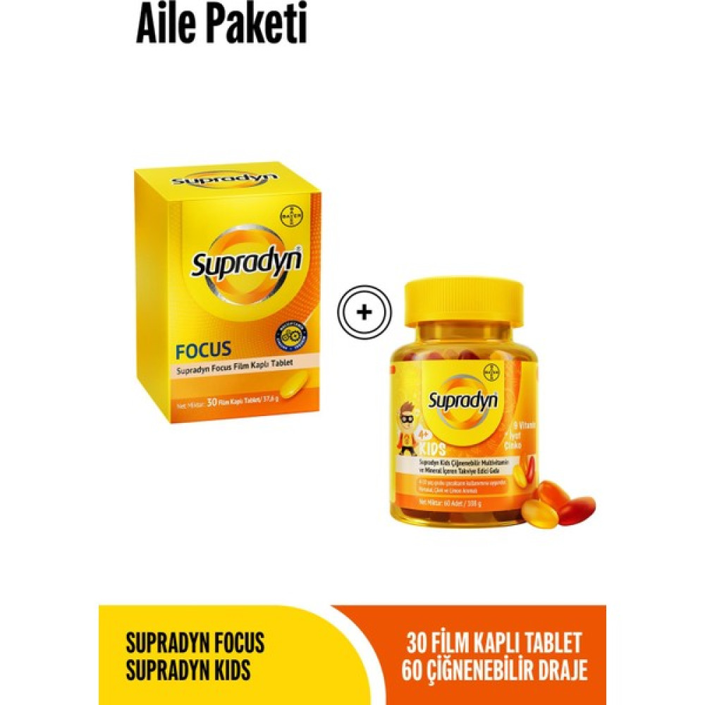 Supradyn Focus 30 Film Kaplı Tablet+ Supradyn Kids Aile Paketi Protein Tozları Fiyatı