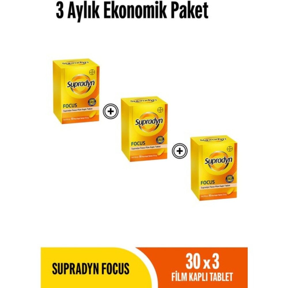Supradyn Focus 30x3 Film Kaplı Tablet 3 Aylık Ekonomik Paket Protein Tozları Fiyatı