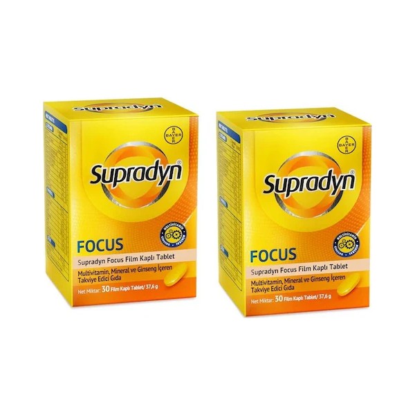 Supradyn Focus Film Kaplı Tablet 30'lu Kutu - Multivitamin, Mineral ve Ginseng İçeren Takviye Edici Gıda (Almanya Menşeli) Diğer Fiyatı