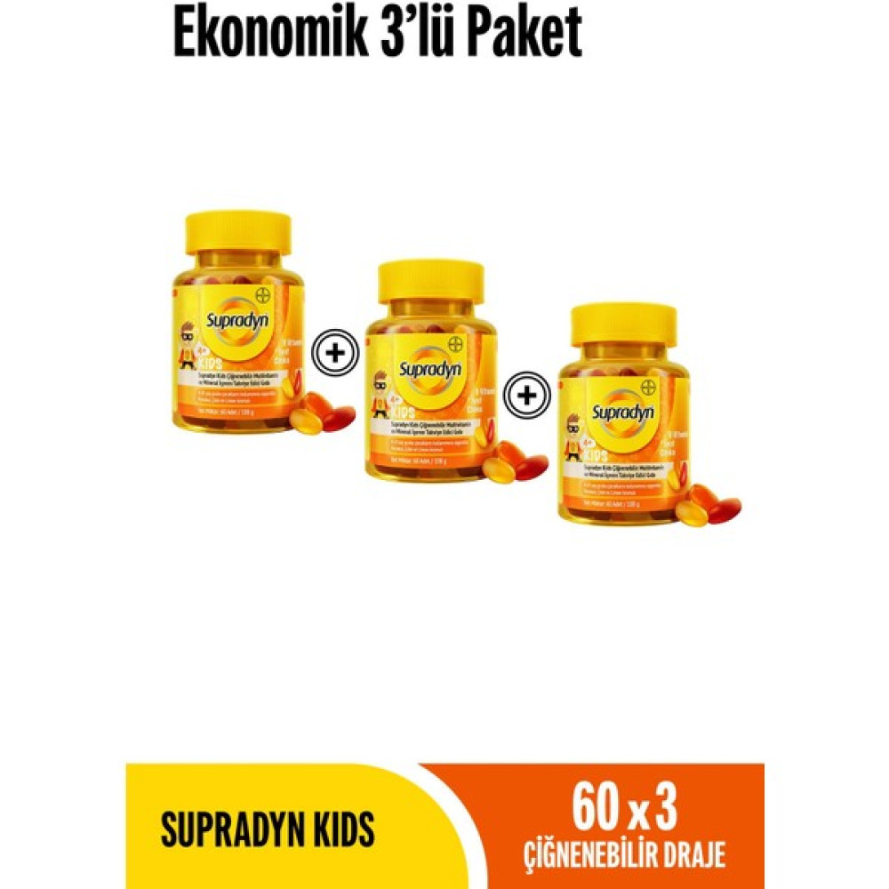 Supradyn Kids 60x3 Ekonomik 3'lü Paket Protein Tozları Fiyatı