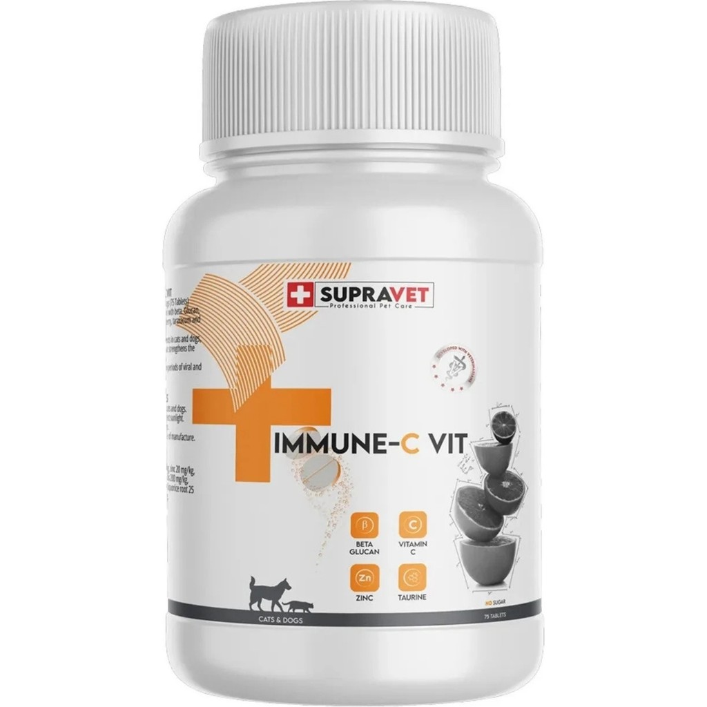 Supravet Immune C Bağışıklık Güçlendirici Köpek Vitamini 75 Tablet - C Vitamini Desteği ve Doğal İçerik Evcil Hayvan Ürünleri Fiyatı