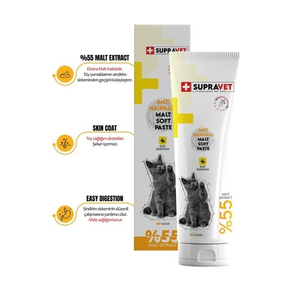 Supravet Kedi Malt Macunu 100 gr - Tüy Yumağı Önleyici Anti-Hairball Malt Paste Evcil Hayvan Ürünleri Fiyatı