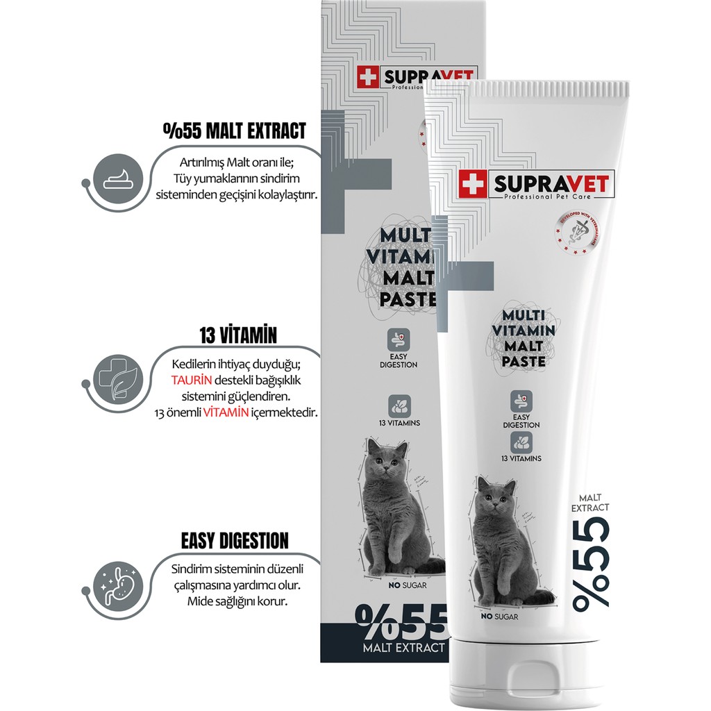 Supravet Kediler Için Taurinli Multi Vitamin Kedi Macunu 100 gr ( %55 Extra Malt ) Evcil Hayvan Ürünleri Fiyatı