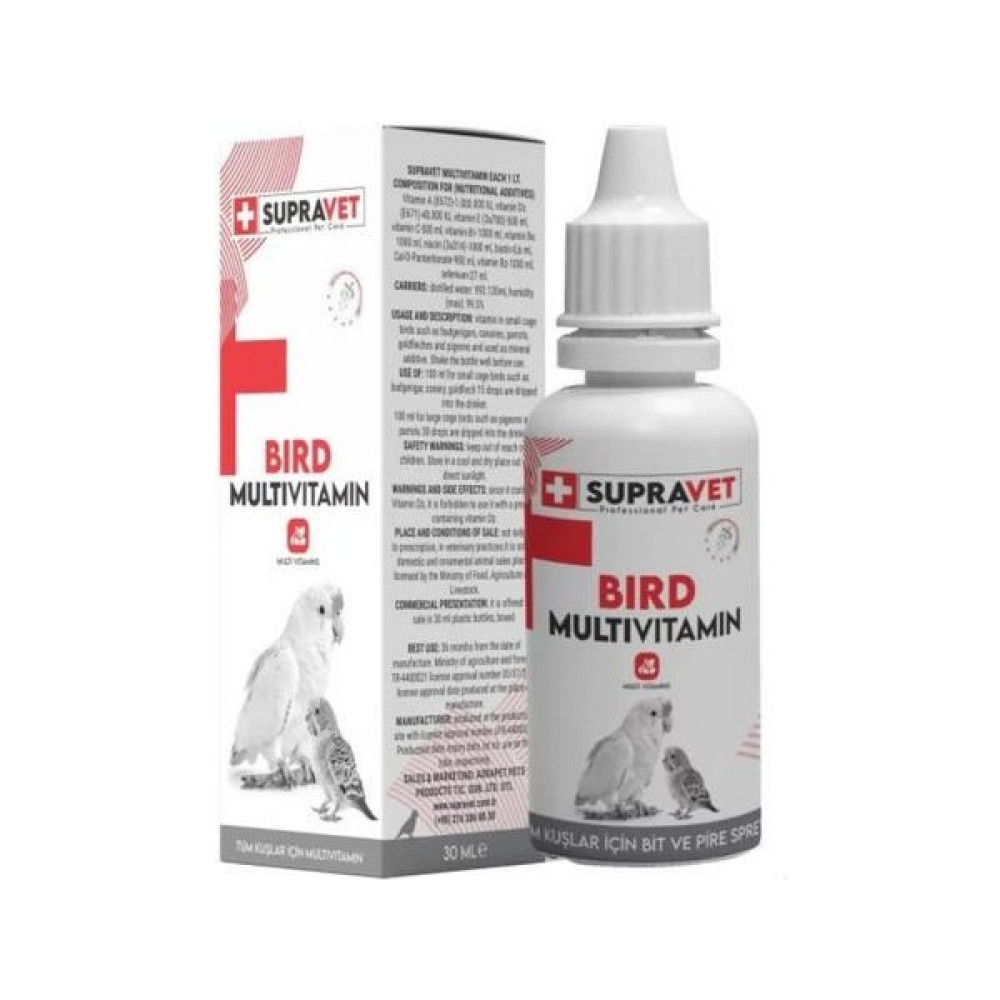 Supravet Papağan Güvercin Kuşlar Için Multi Vitamin 30 ml Evcil Hayvan Ürünleri Fiyatı