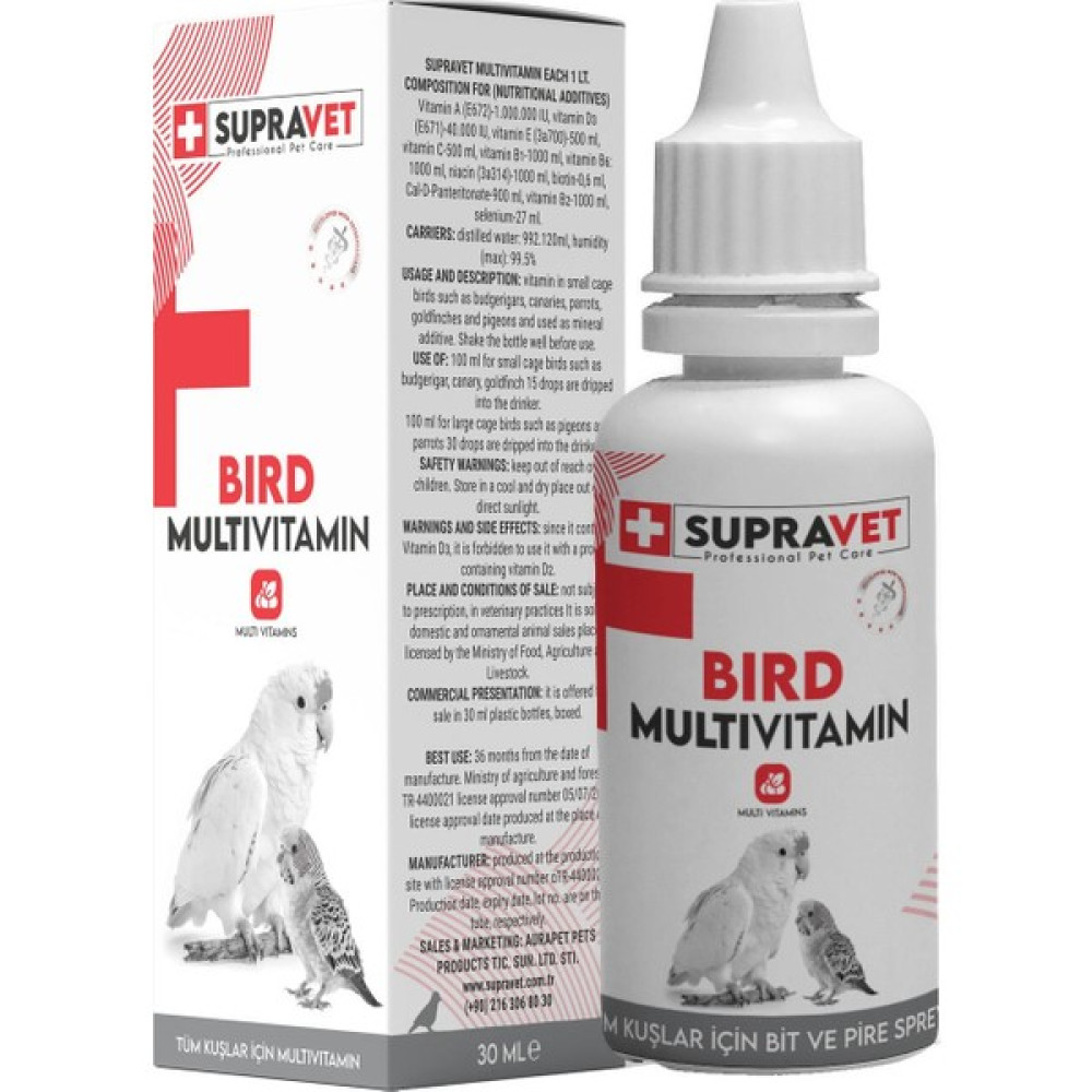 Supravet Plus Kanarya, Papağan, Güvercin ve Muhabbet Kuşları Için Multivitamin Damla 30 ml Evcil Hayvan Ürünleri Fiyatı