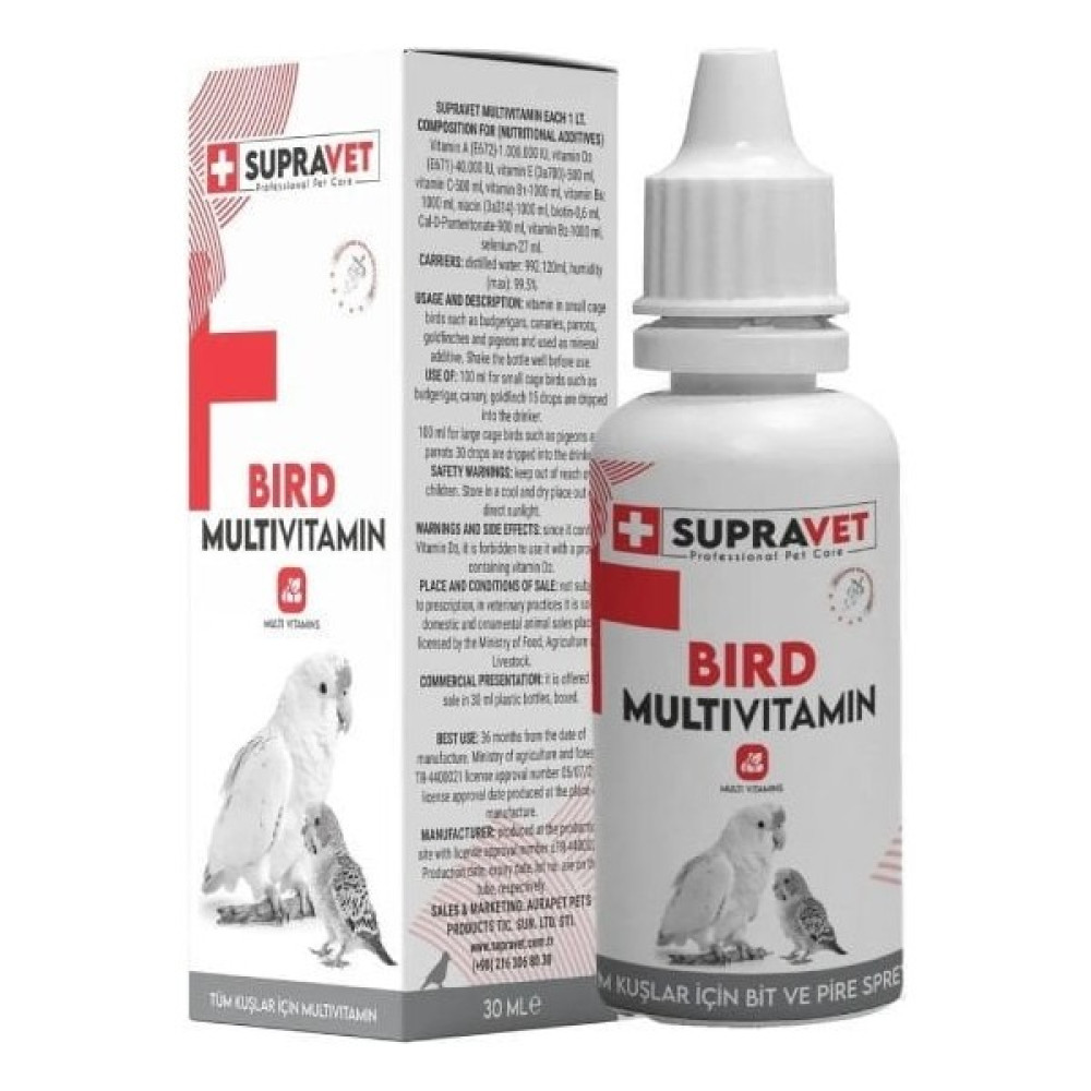 Supravet Plus Kanarya Papağan Güvercin ve Muhabbet Kuşları Için Multivitamin Damla 30 ml Evcil Hayvan Ürünleri Fiyatı