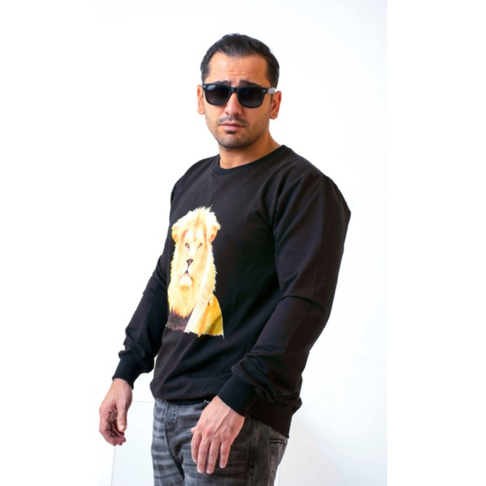 Supremacy Aslan Baskılı Sweatshirt Eşofman Üst Siyah Erkek Eşofman Fiyatı