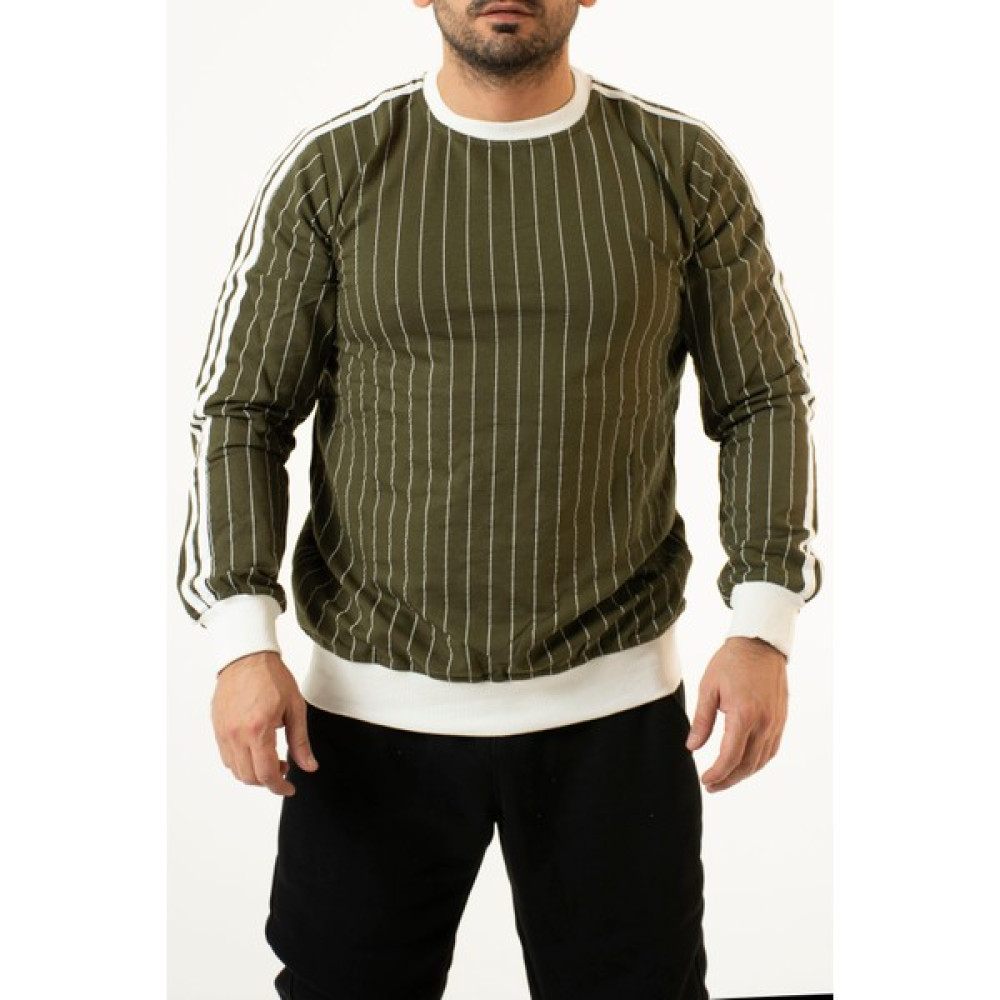 Supremacy Bisiklet Yaka Çizgili Haki Sweetshirt Erkek Eşofman Fiyatı
