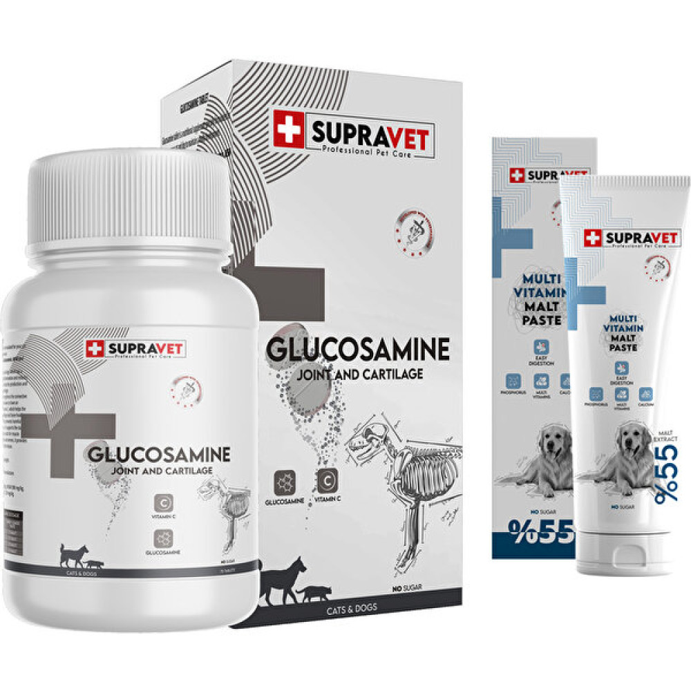 Suptavet Glucosamine Kedi ve Köpek Eklem Sağlığı Güçlendirici Glukozamin Tablet + Yetişkin Köpekler Için Vitamin Malt Macun 30 gr Evcil Hayvan Ürünleri Fiyatı