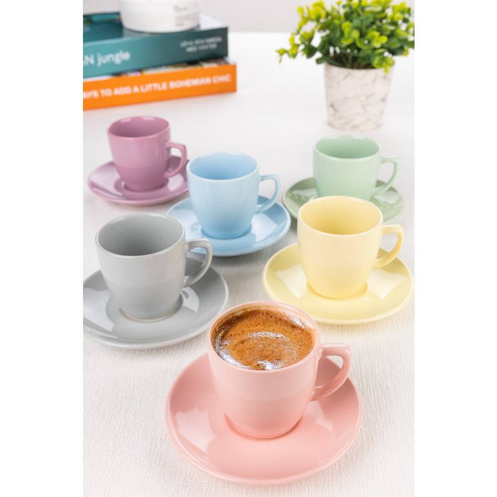 ŞURAMUTFAK 12 Parça Fincan Takımı | 6 Kişilik Fincan Seti | Pastel Magic Model Fincan / Bardak / Kahve Takımı Fiyatı