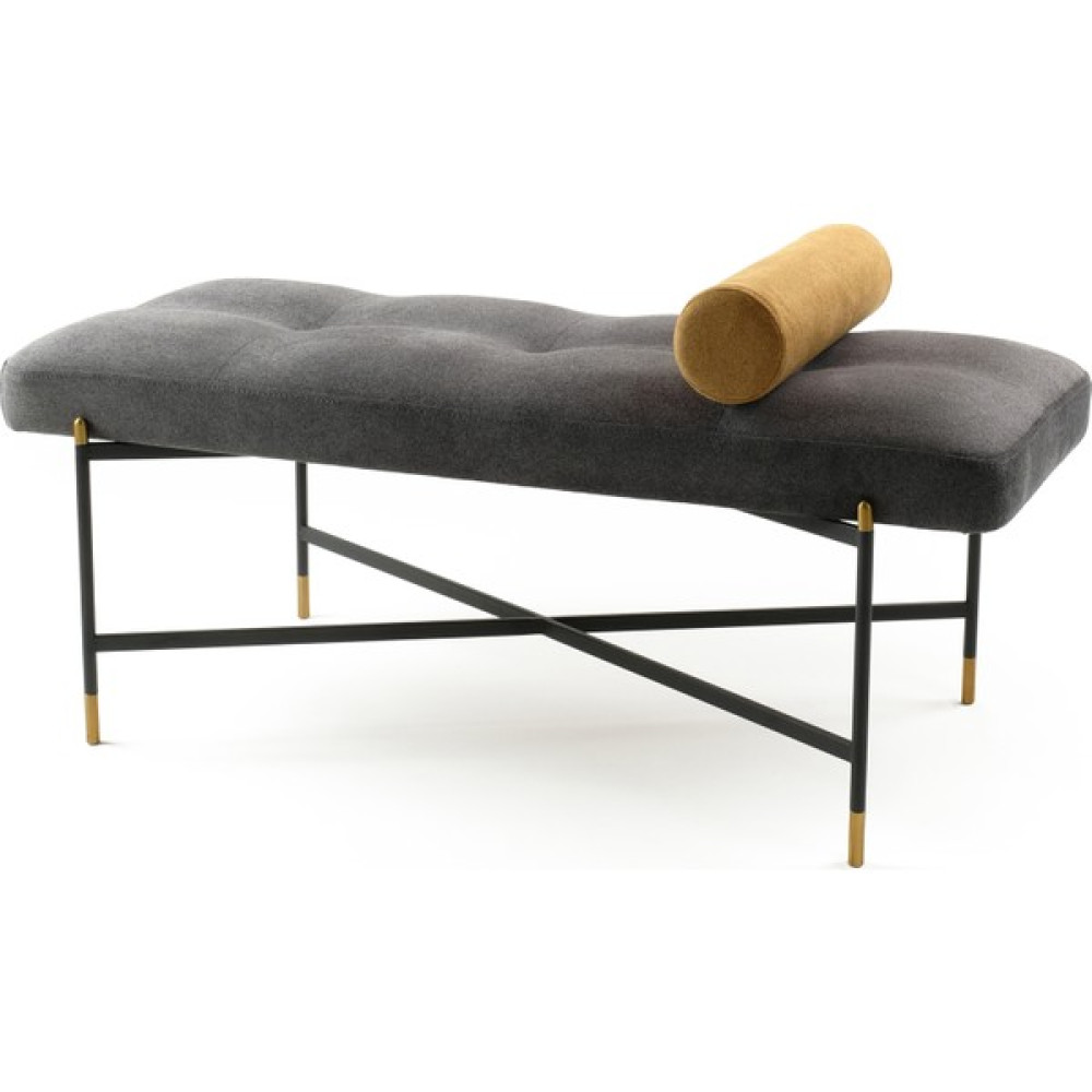 Sürton Kirit Metal Ayaklı Kırlentli Bench Siyah Gold - Antrasit Puf Fiyatı