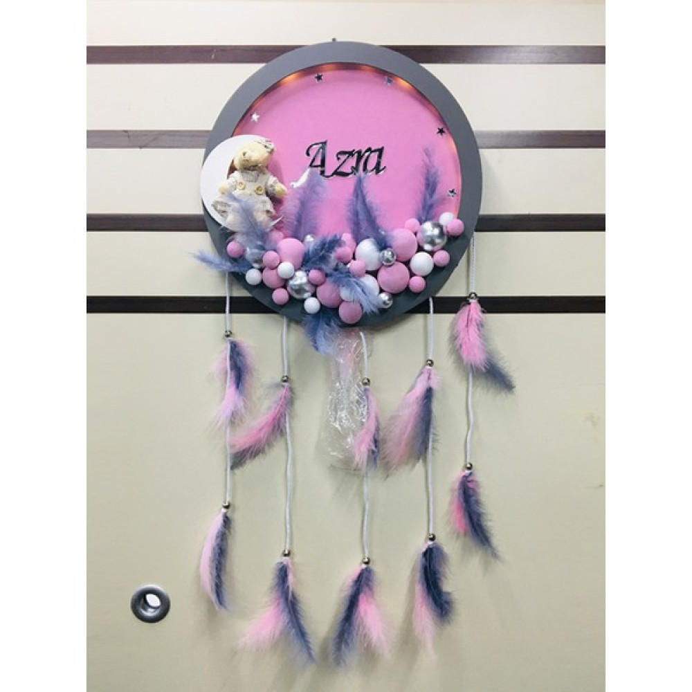 Süs Pazarı Ledli Yuvarlak Kapı Süsü Gri Pembe Bebek Kapı Süsü Fiyatı