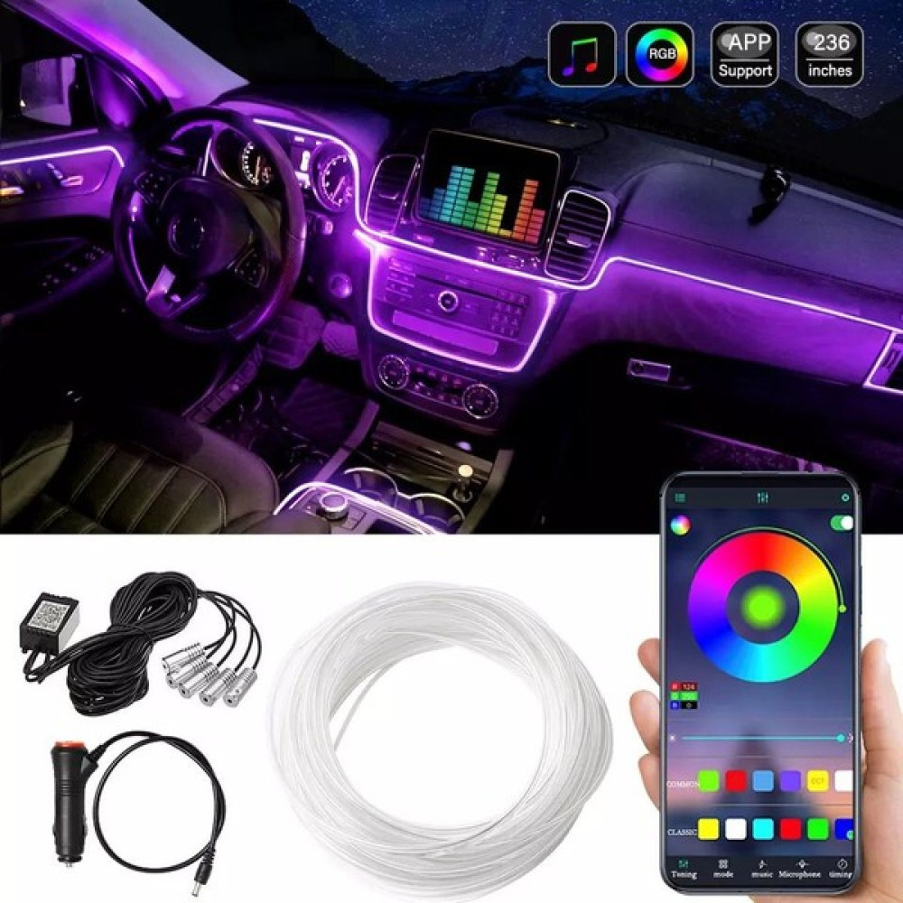 Şüscar Oto Araç Içi App Kontrollü Rgb Atmosfer Ambiyans LED Neon Lamba 5 Parça 6 Metre Torpido Bakımı Fiyatı