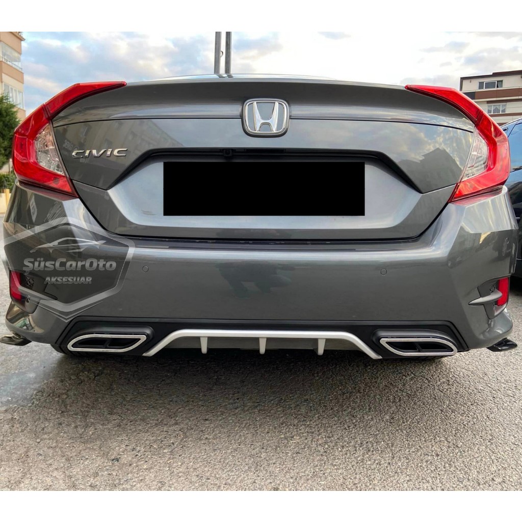 ŞüsCarOto Aksesuar Honda Civic Fc5 2016-2021 Araca Özel Siyah Gri Arka Difüzör Tırnaklı Çift Kare Egzoz Çıkışlı Arka Tampon Eki Ithal 1.sınıf Araba & Motorsiklet Aksesuarı Fiyatı