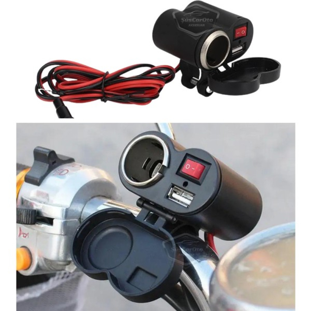 ŞüsCarOto Aksesuar Motosiklet Atv Elektrikli Bisiklet Jetski 12-45V Çakmaklık/usb Şarj Soketi Su Geçirmez Gidon Montaj Çok Fonksiyonlu USB Şarj Cihazı Motorsiklet Lambaları Fiyatı