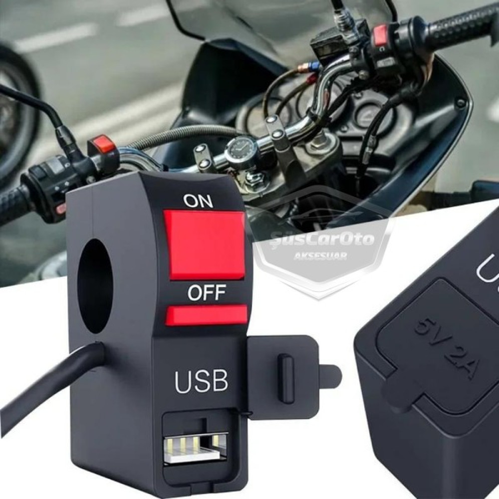 ŞüsCarOto Aksesuar Motosiklet Atv Elektrikli Bisiklet Jetski 12V Açma Kapama Düğmesi Butonu Far Anahtarı USB Şarj Soketi Su Geçirmez 22 mm Gidon Mo... Motorsiklet Lambaları Fiyatı