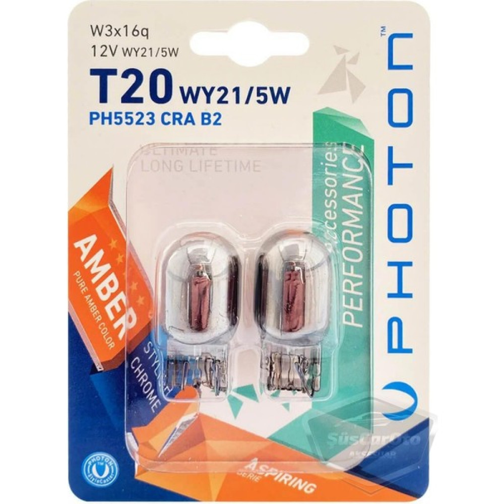 ŞüsCarOto Aksesuar Photon Blister Minyatür Serisi Diadem Ampul Krom Amber Park Sinyal Ampulü Gündüz Farı T20 WY21/5W 12V Turuncu Işık 2'li Takım Oto Aydınlatma Fiyatı