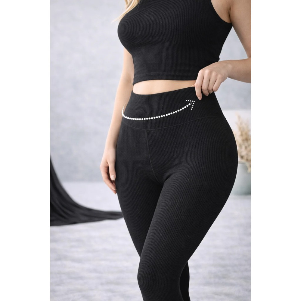 Süsen Lingerie Yüksek Bel Siyah Renk Fitilli Tayt, Kadın Günlük Rahat Tayt, Kadın Spor Giyim Tayt Fiyatı