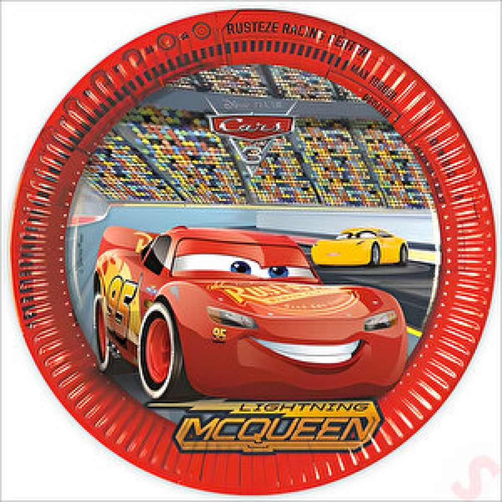 SüSLe Bebek ve Parti Cars 3, Karton Tabak - 23cm X 8 Adet Yaş Günü & Parti Fiyatı