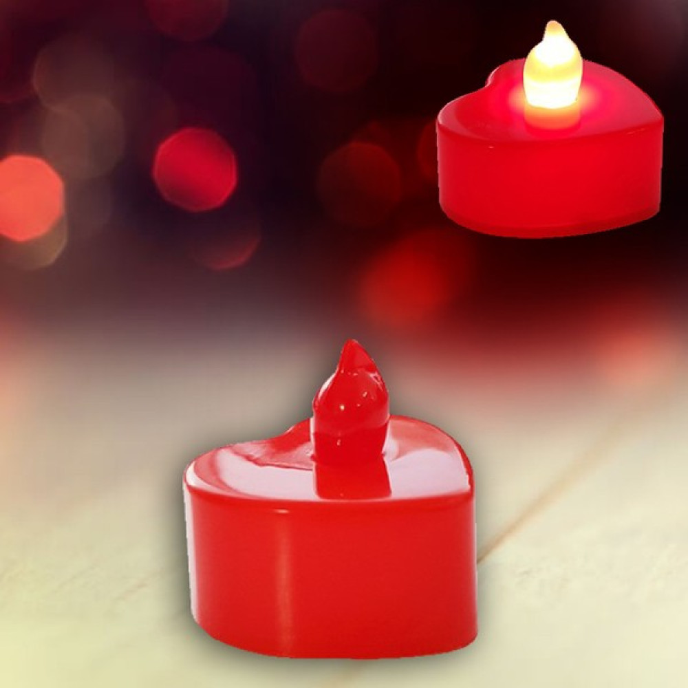 Süsle Bebek ve Parti Led Işıklı Pilli Tealight Kalp MuM, 4 cm x 2 cm - Renk Değiştiren Işık - Kırmızı - 1 Adet Dekoratif Mum Fiyatı