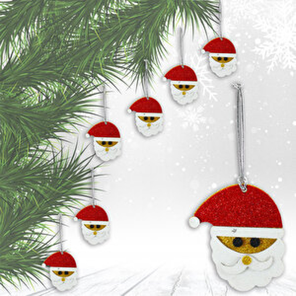 SüSLe Bebek ve Parti Yılbaşı Ağaç Süsü, 8cm Simli Noel Baba - 6 Adet Yaş Günü & Parti Fiyatı
