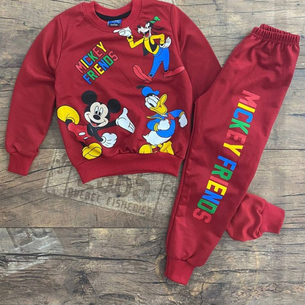 Süslü Kids Mickey Mouse Baskılı Mavi Alt Üst Takım Erkek Çocuk Giyim Takımı Fiyatı