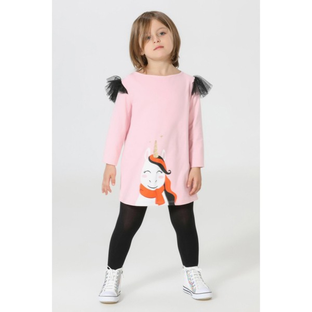 Süslü Unicorn Pembe Tüllü Elbise Kız Çocuk Elbise Fiyatı