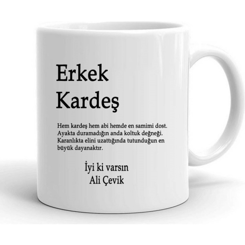 SÜSSLÜDÜŞLER Kişiye Özel Erkek Kardeş Açıklamalı Isim Yazılır Kupa Bardak Fincan / Bardak / Kahve Takımı Fiyatı