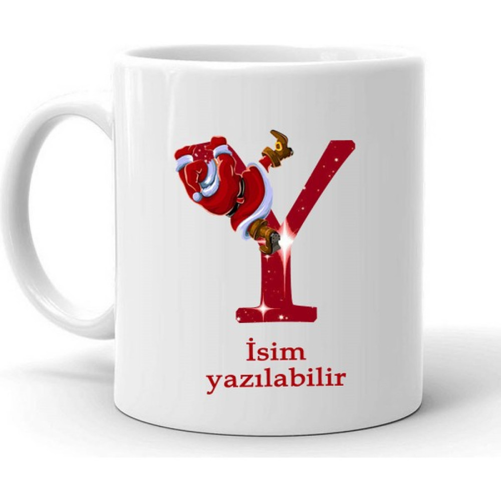 SÜSSLÜDÜŞLER Yeni Yıl Noel Baba Temalı " Y " Harf ve Isim Yazılabilir Kişiye Özel Kupa Bardak Oto Boyaları Fiyatı