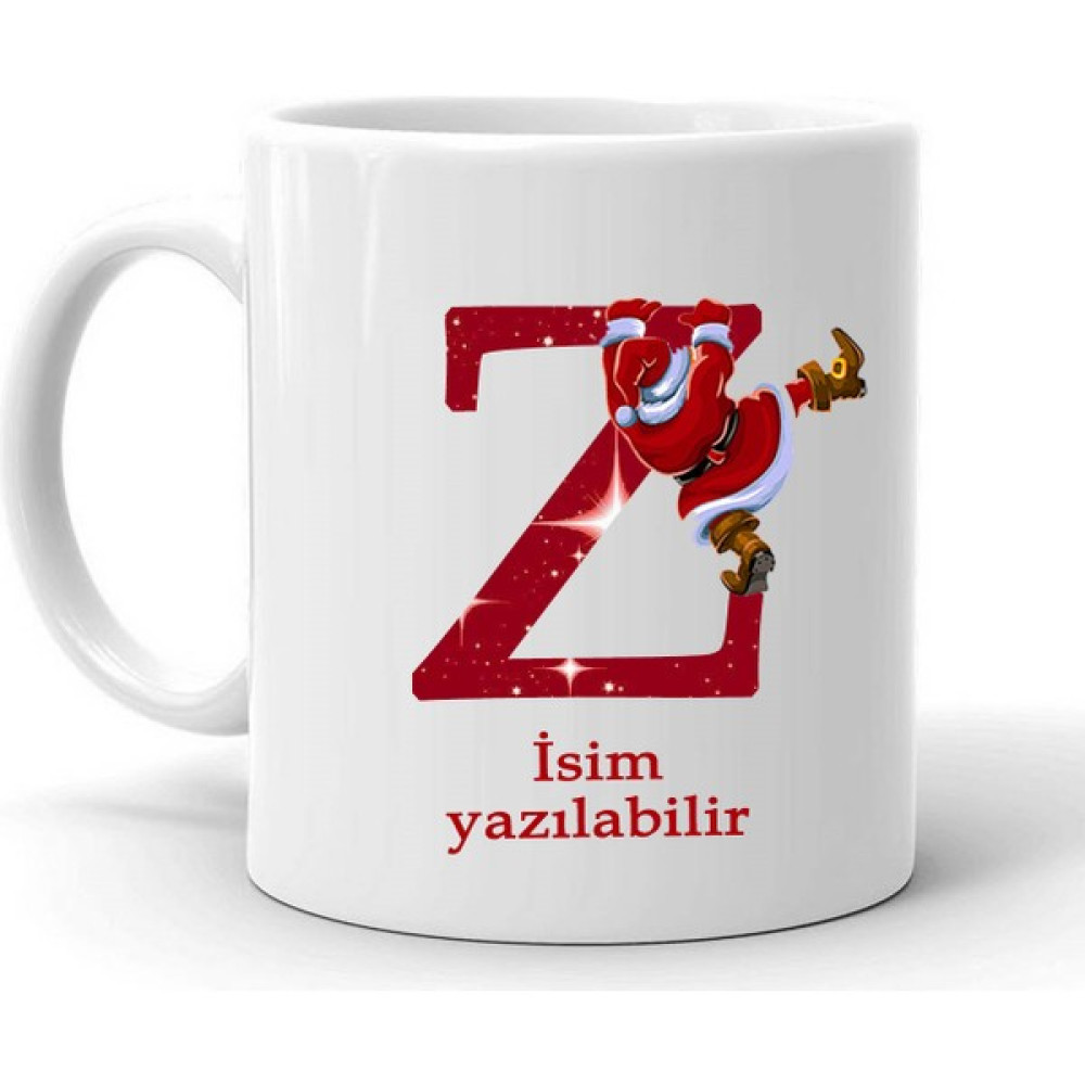 SÜSSLÜDÜŞLER Yeni Yıl Noel Baba Temalı " Z " Harf ve Isim Yazılabilir Kişiye Özel Kupa Bardak Oto Boyaları Fiyatı