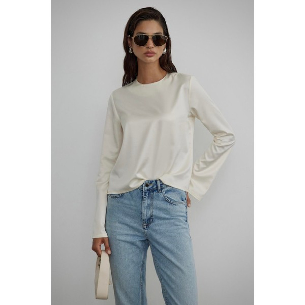 Suud Collection Ekru Liza Bisiklet Yaka Bluz Elbise Fiyatı