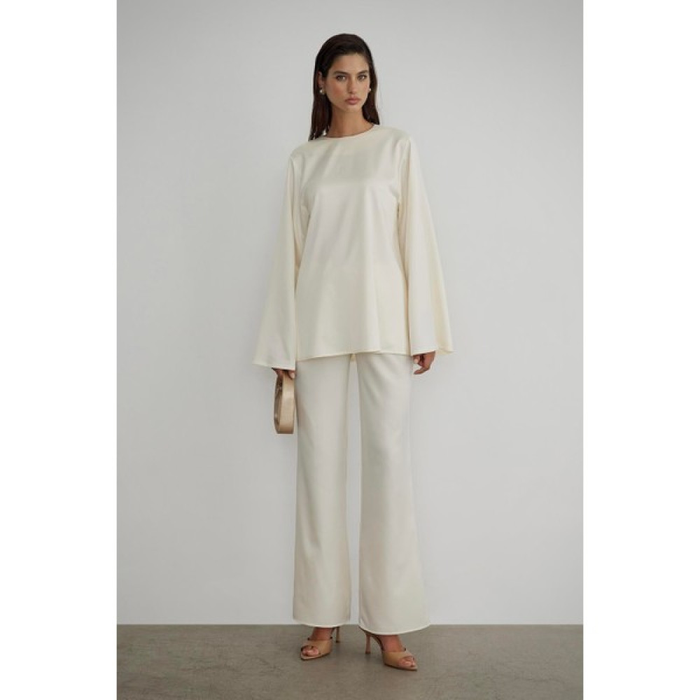 Suud Collection Krem Cindy Saten Pantolon Elbise Fiyatı