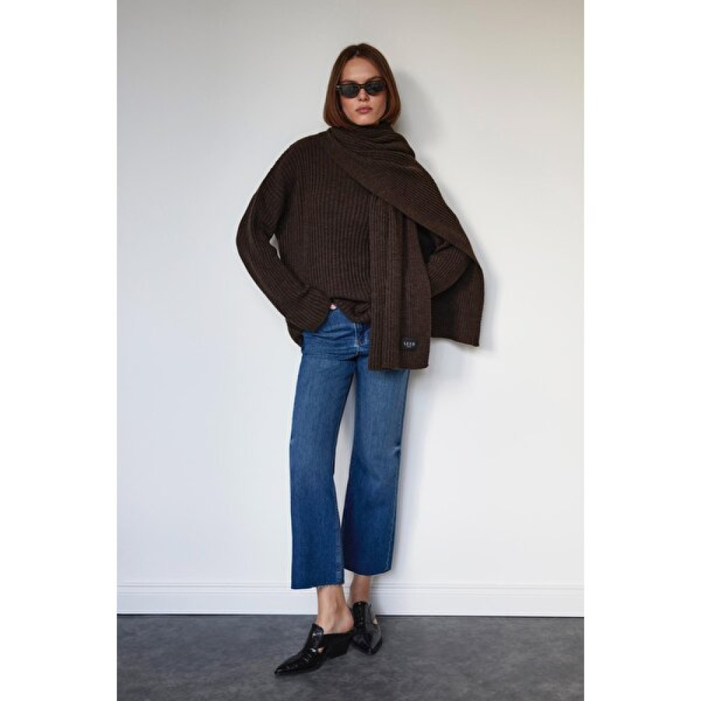 Suud Collection Mavi Kelly Straight Fit Crop Jean Bayan Jeans / Kot Pantolon Fiyatı