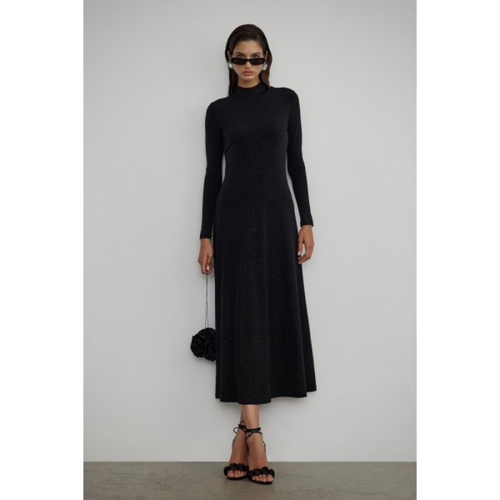 Suud Collection Siyah Coco Maxi Işıltılı Jarse Elbise Elbise Fiyatı
