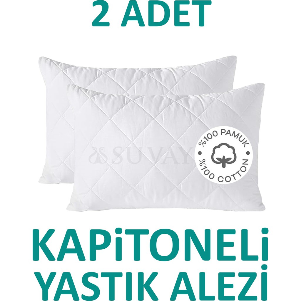 Suvay 2 Adet Kapitoneli Yastık Alezi Pamuklu Fermuarlı Terletmeyen Yastık Koruyucu Kılıf - 50 x 70 cm - Beyaz Yastık Kılıfı Fiyatı