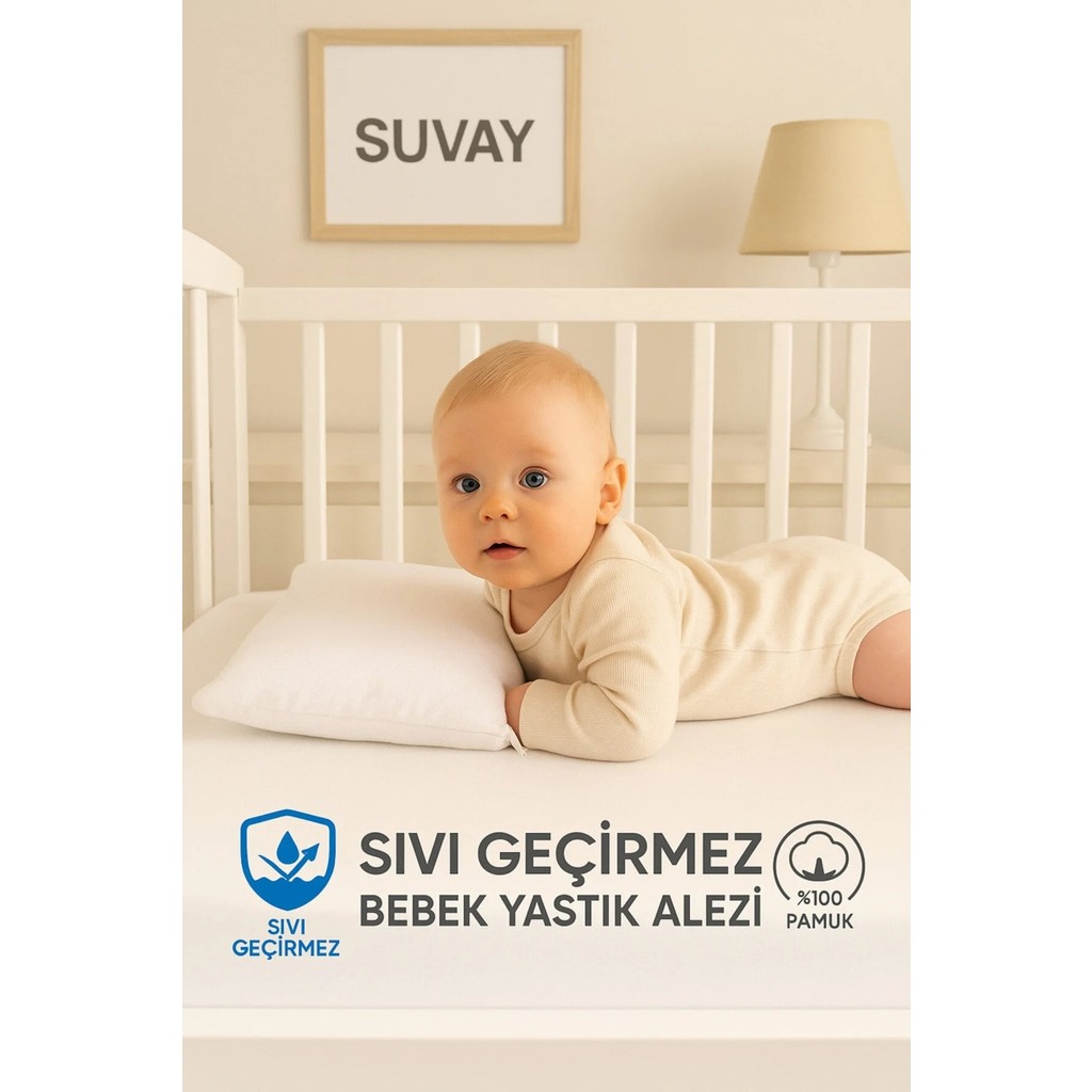 SUVAY Bebek Yastık Alezi %100 Pamuklu Sıvı Geçirmez - Beyaz - 35x45 Yastık Kılıfı Fiyatı