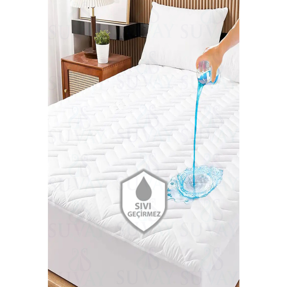 SUVAY Kapitoneli Fitted Full Kenar Su Sıvı Geçirmez Alezi Beyaz Renkli Tek Çift Kişilik Yatak Koruyucu 90 x 190 Beden Alez / Yatak Koruyucu Fiyatı