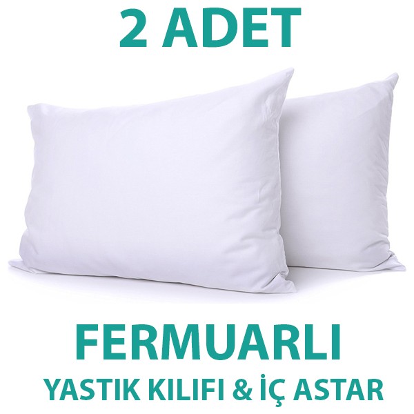 Suvay Pamuklu Fermuarlı İç Yastık Kılıfı 2'li Beyaz Renkli İç Astar Yastık İç Kılıfı 50x70 Şilte - 50 x 70 Yastık Kılıfı Fiyatı