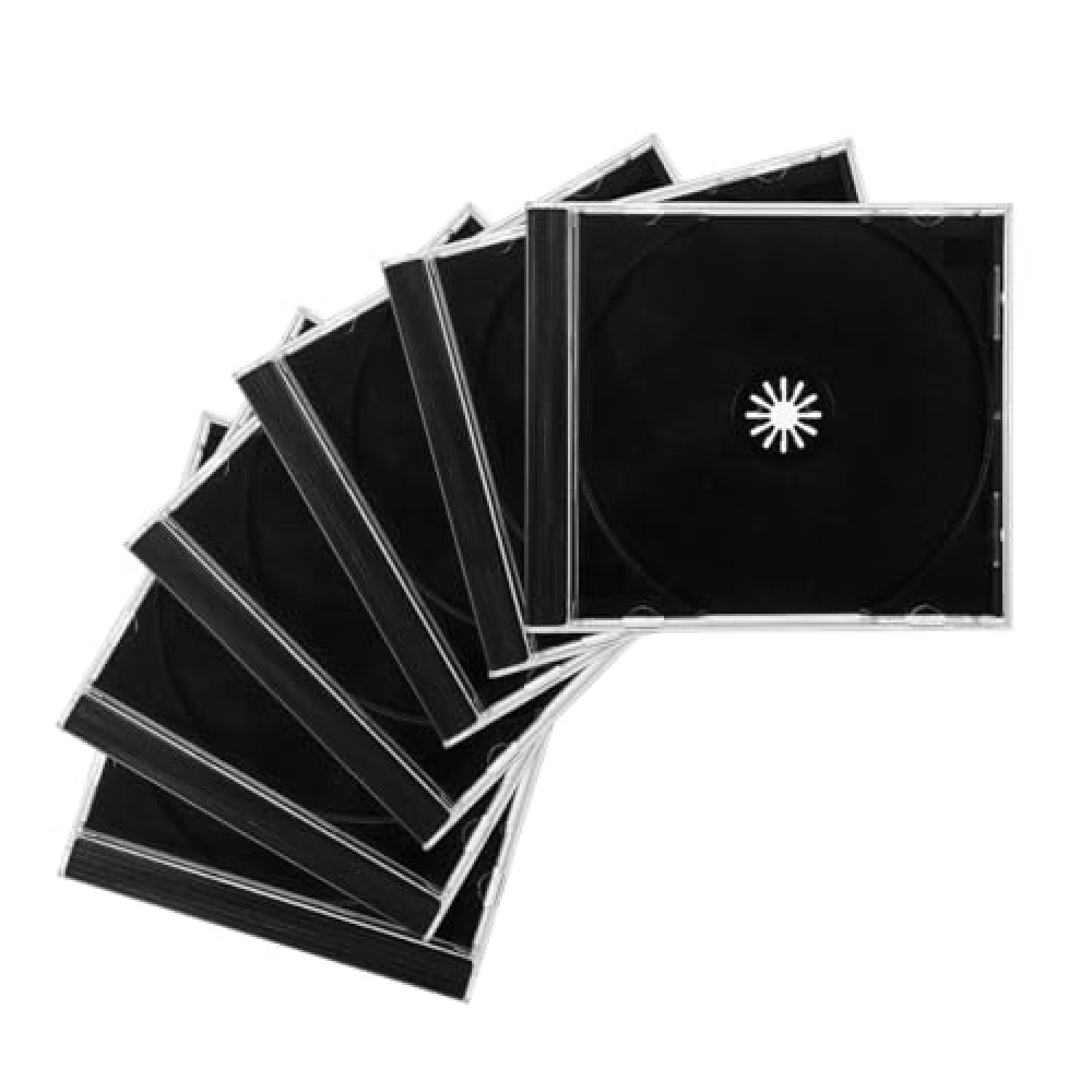 Suvnie 6 PCS Standard Single Clear CD Jewel Case, 10 mm Slim CD Storage Box with Assembled Black Tray, Durable Plastic CD DVD Cover for Protection Replacement, Car Accessories