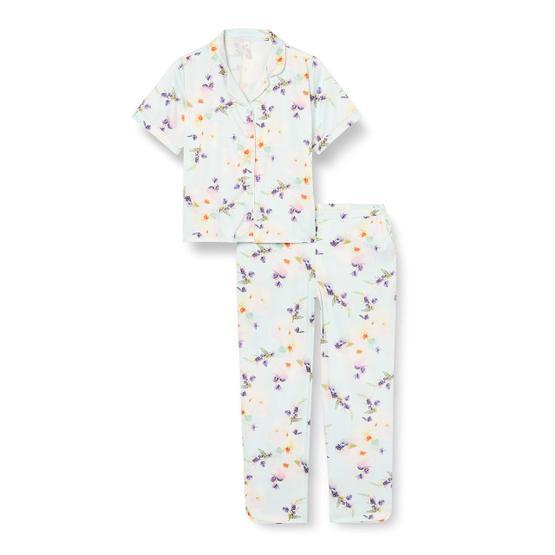 Suwen Ocean Print 063 Summer Flower Masculine Pyjamas Set Kadın Pijama Takımı