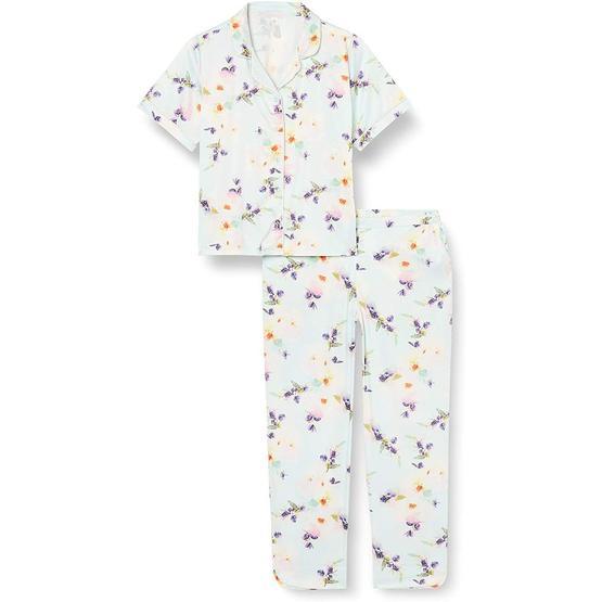 Suwen Ocean Print 063 Summer Flower Masculine Pyjamas Set Kadın Pijama Takımı