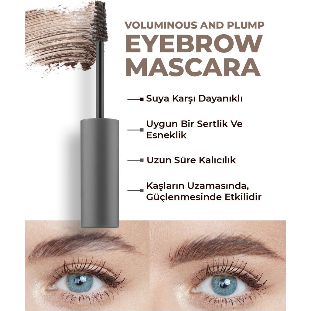Suya Dayanıklı Kalıcı Etki Yoğun Pigmentli Kahverengi Kaş Sabitleyici Maskara - Eyebrow Mascara 801 Rimeller / Maskaralar Fiyatı