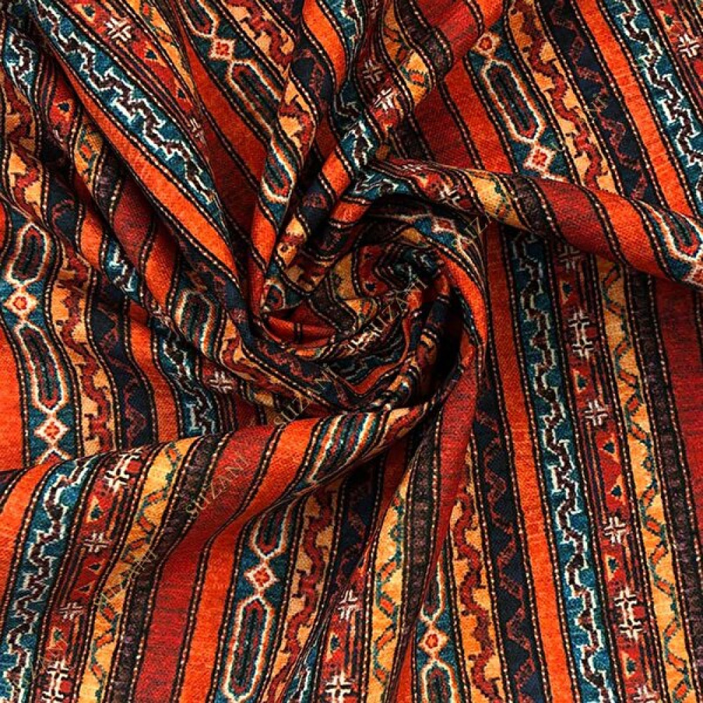 Suzani Çizgili Kilim Desenli Dijital Baskılı Kumaş KMS-1167 - 1 m - 140 cm - Renkli Kumaşlar Fiyatı