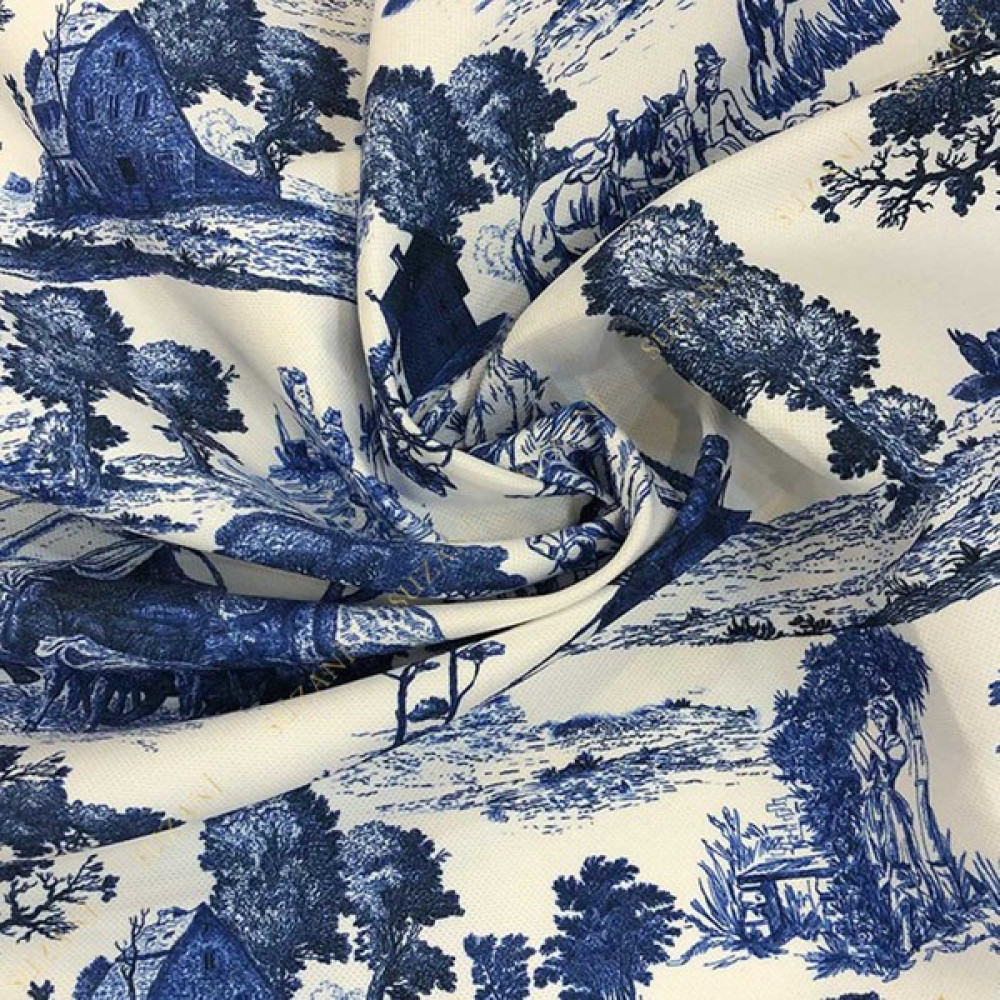 Suzani Toile De Jouy Desenli Dijital Baskılı Kumaş KMS-1206 - 1 m - 140 cm - Renkli Kumaşlar Fiyatı